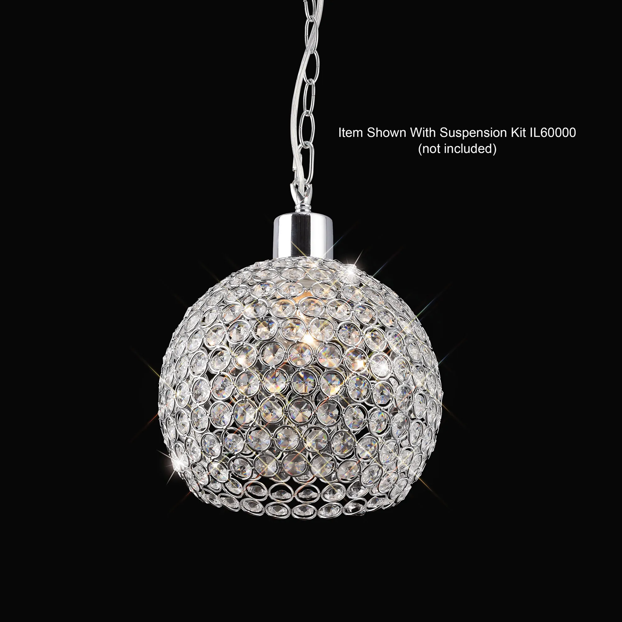 Kudo Crystal Ball Non-Electric SHADE ONLY IL60007  Diyas Kudo Polished Chrome